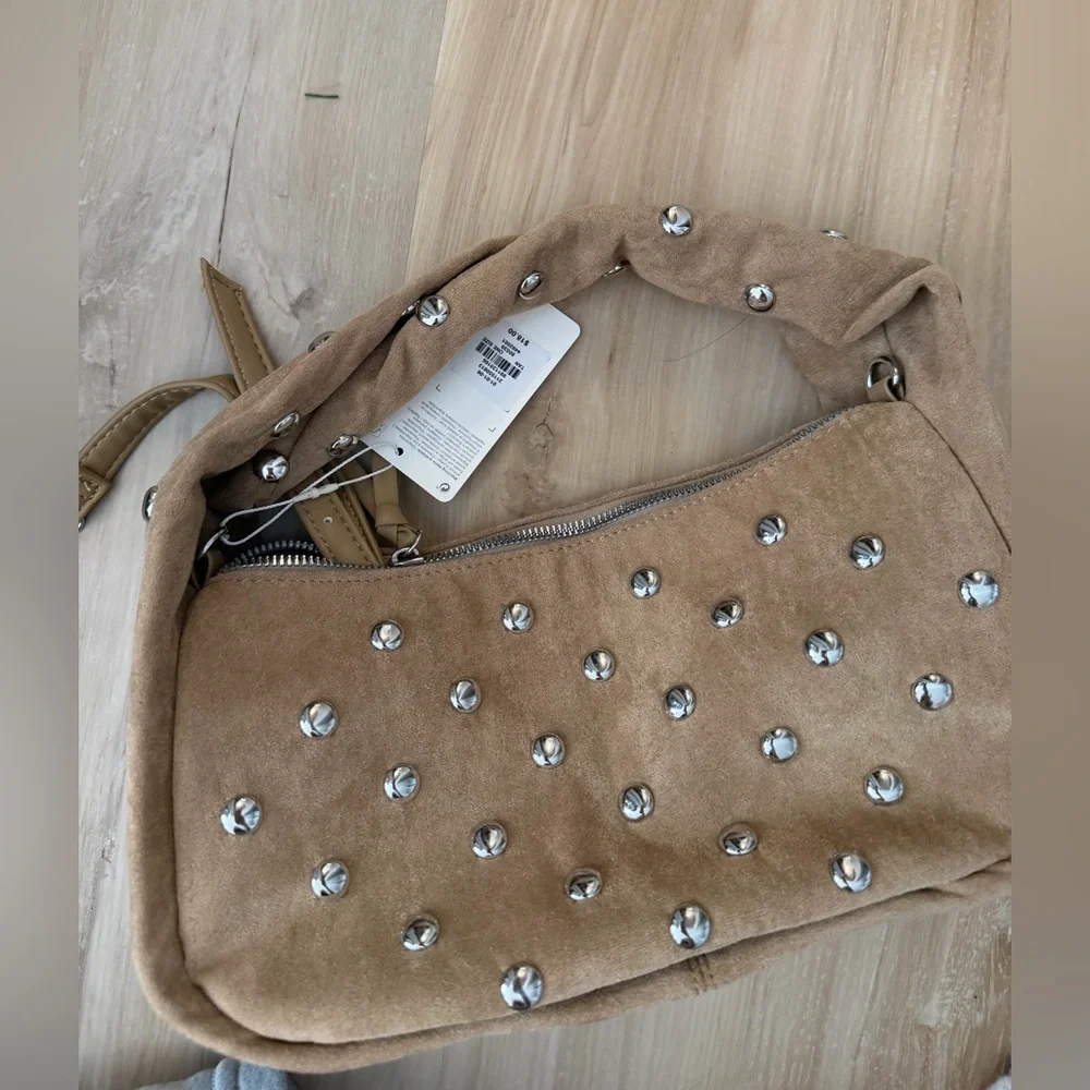 Studded Tan Shoulder Bag - Picture 1 of 11
